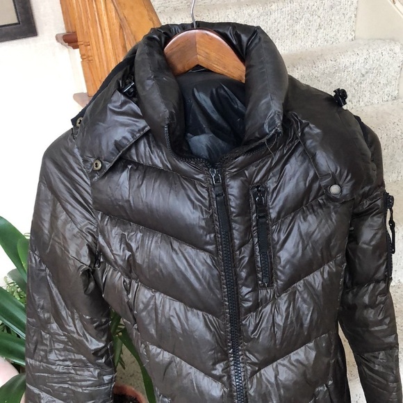 Andrew Marc Chocolate Duck Down Trench Coat Puffer Jacket - Picture 2 of 16